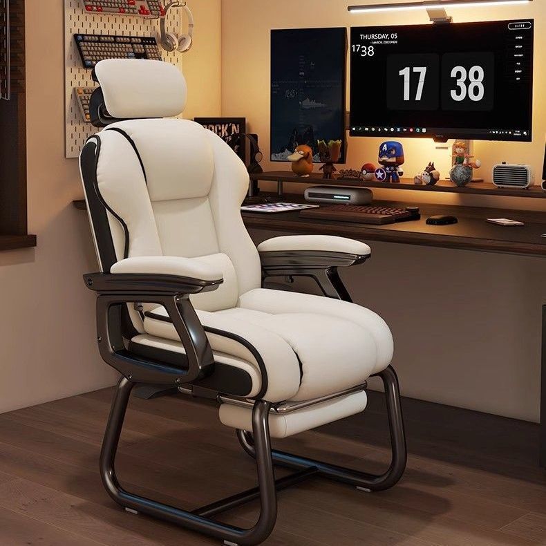 Popular Guest Chair Without Wheels, Comfortable Computer Chair for Long Sitting, Reinforced Bow-Shaped Legs, Office Chair, Reclining Gaming Chair, Sofa