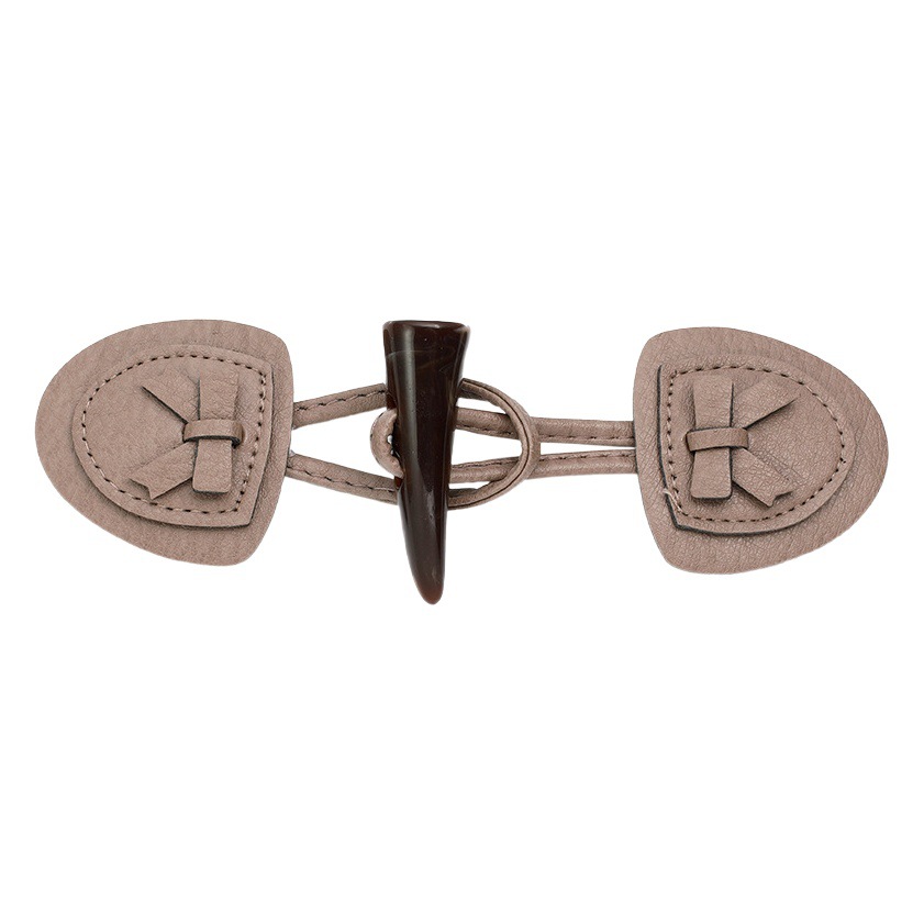 De gama alta de cuero genuino cuerno hebilla botón abrigo ropa de mujer hebilla de cuero negro hebilla abrigo botón decorativo Accesorios