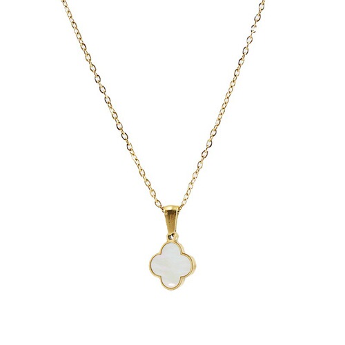 Cross-border European and American stainless steel lucky four-leaf clover set for women titanium steel golden shell necklace earrings jewelry wholesale