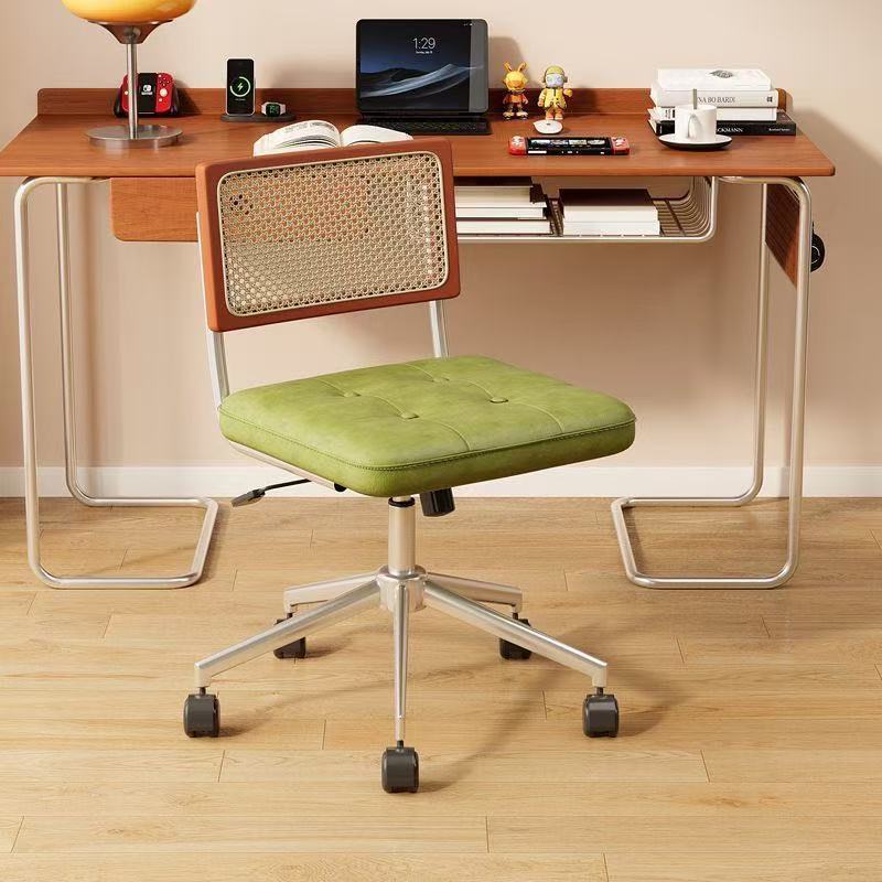 Antique Computer Home Chair Rattan Retro Office Chair Rotating Study Bedroom Study Table and Chair Lifting Backrest