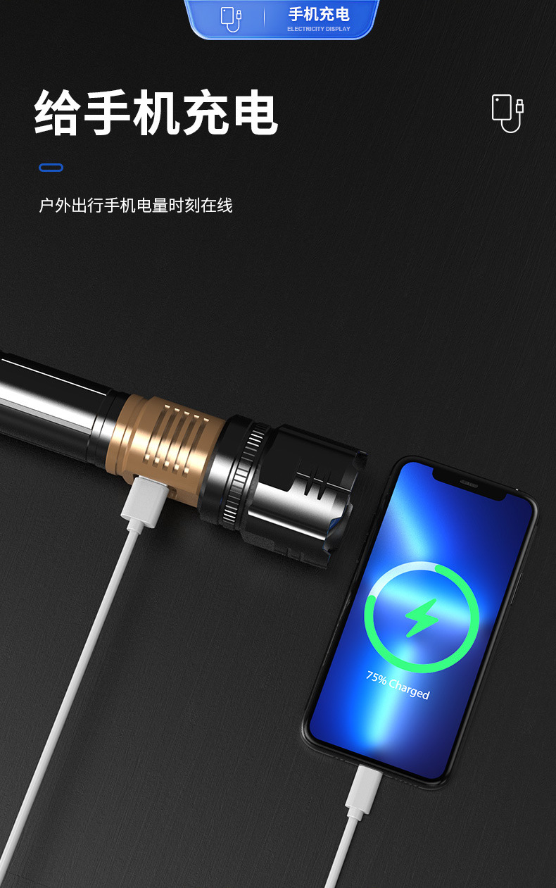 New super bright flashlight super bright laser outdoor camping charging home portable long-range lighting wholesale