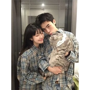 American Retro Versatile Loose Plaid Long-Sleeve Spring and Summer New Plaid Couple Shirts Men's and Women's Shirts Jacket Trendy