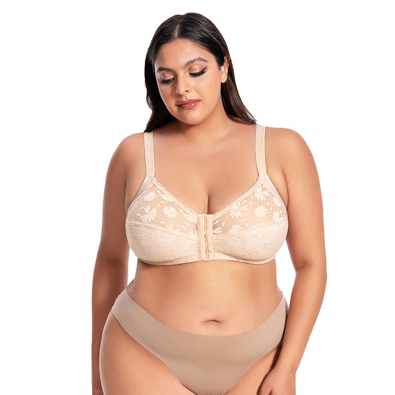 Amazon Europa y los Estados Unidos gran pecho sin anillo de acero sujetador de encaje comercio exterior ropa interior de tamaño grande sexy sujetador al por mayor image 7