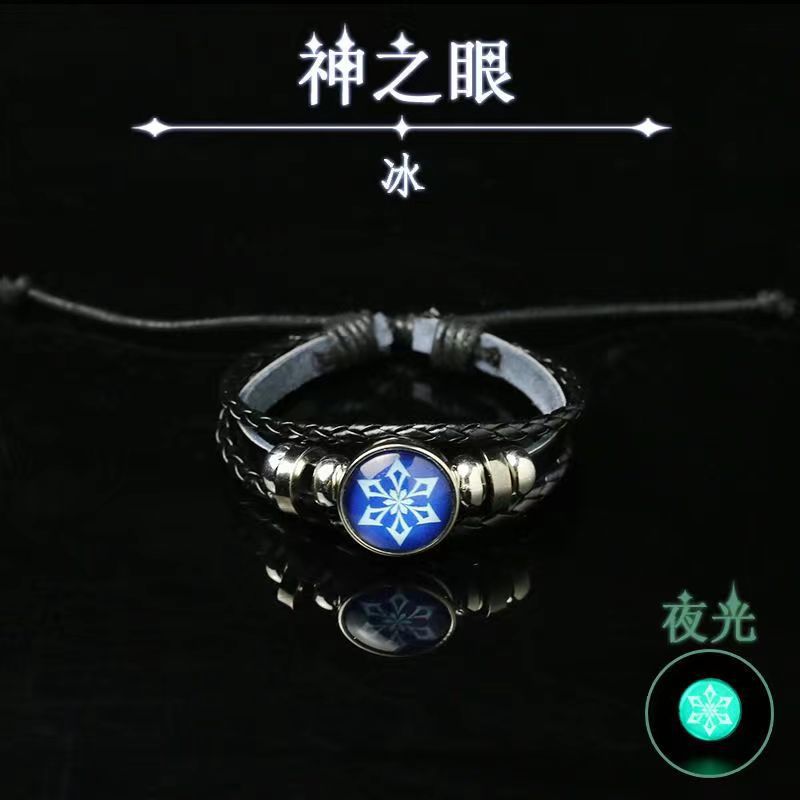 Original Dios tiempo periférico gema cuero negro luminoso anime juego ojo pulsera hombres y mujeres joyería en stock al por mayor