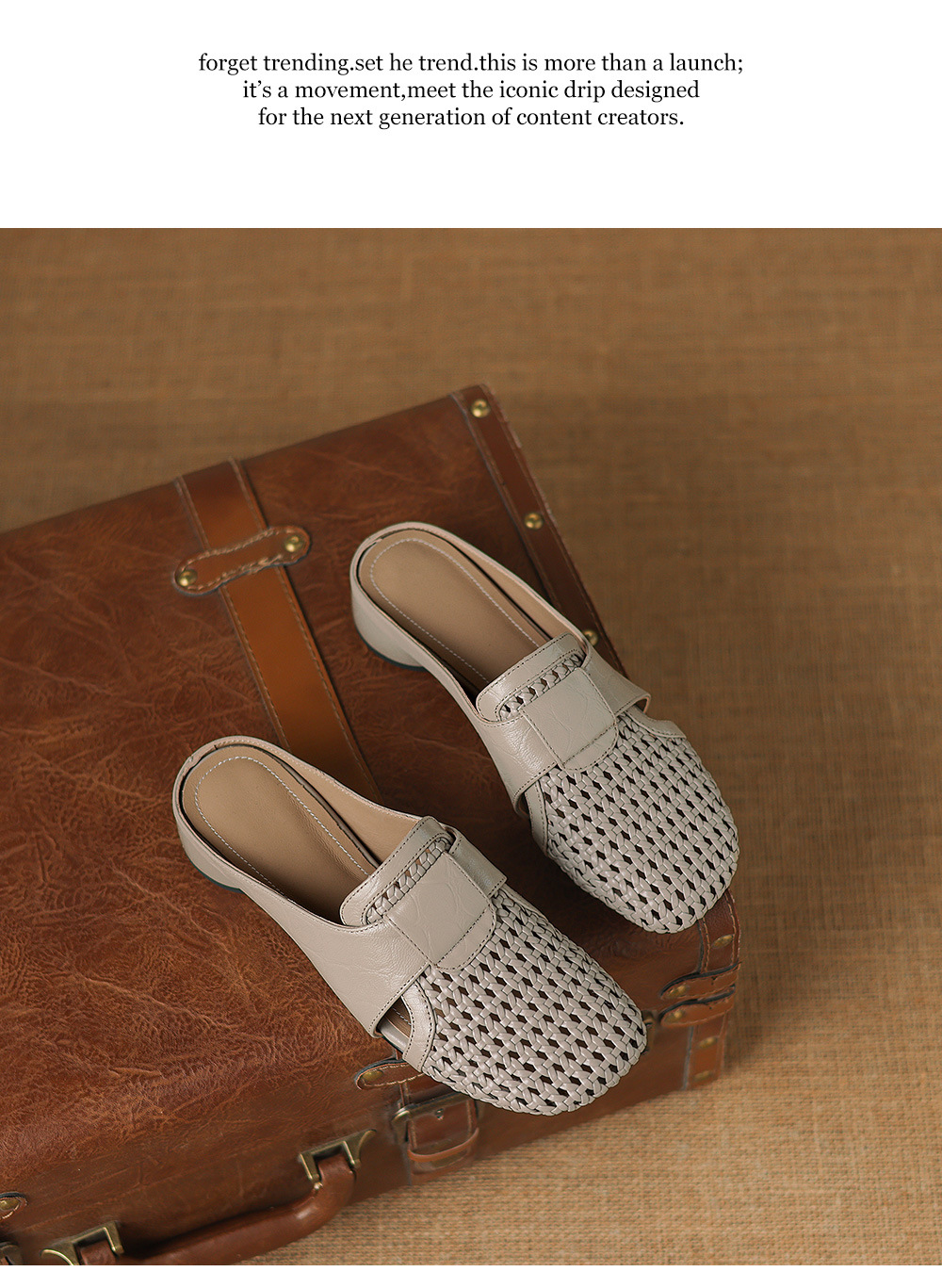 Sandal nữ quai chữ V mũi kín phong cách vintage gót thấp — đen chi tiết 12