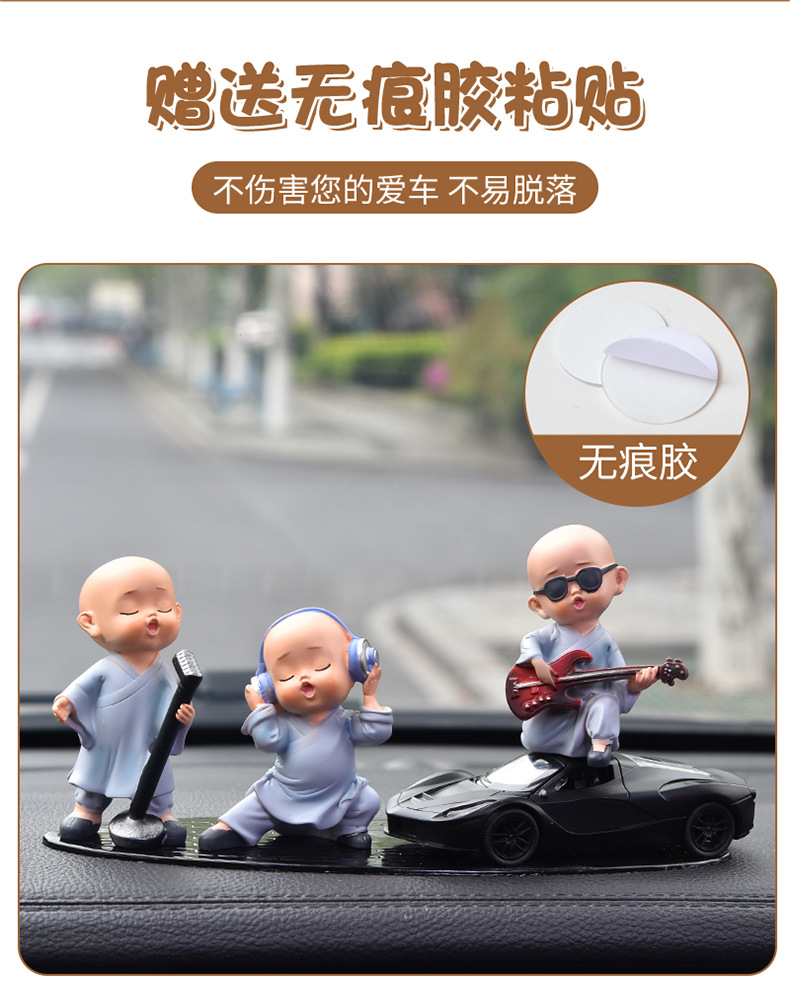 Car Ornaments Car Creative Internet Red Band Little Monk Car Cute Resin Little Monk Decoration Supplies