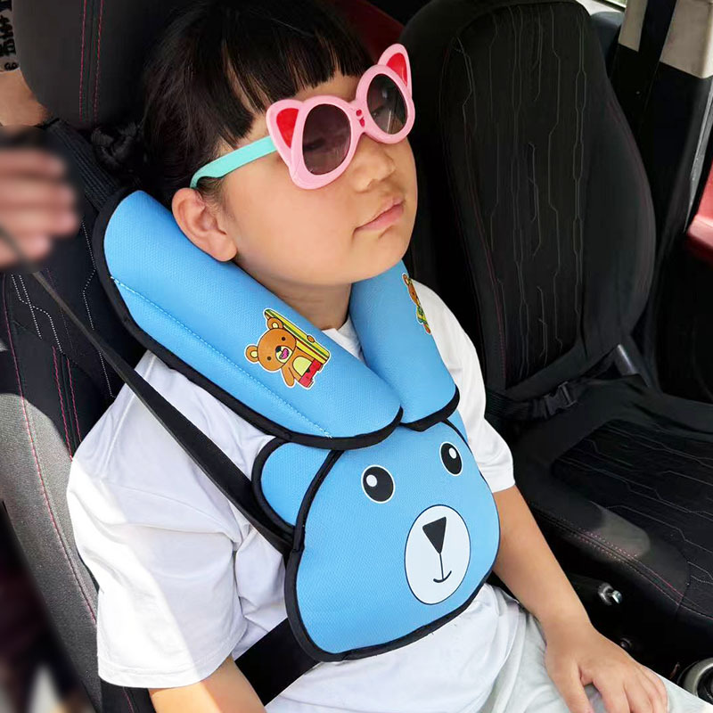 Bear Head Auxiliary Safety Belt Limiter Holder Car Kids Safety Belt Adjustment Anti-Stranglehold Shoulder Protector