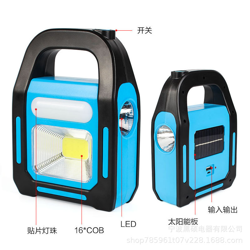 Luz portátil de emergencia multifuncional transfronteriza luz de campamento al aire libre solar USB carga luz de trabajo luz de carpa