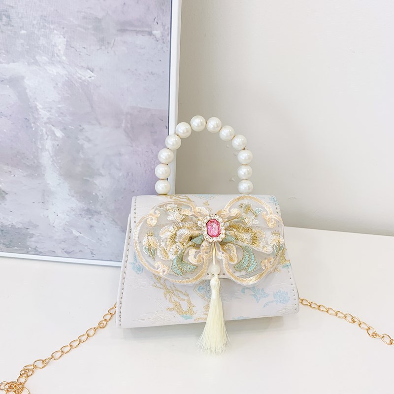 Bolso de hombro para niños caliente exquisito antiguo bolso de cambio para chicas lindas princesas al aire libre bolso de perlas casuales