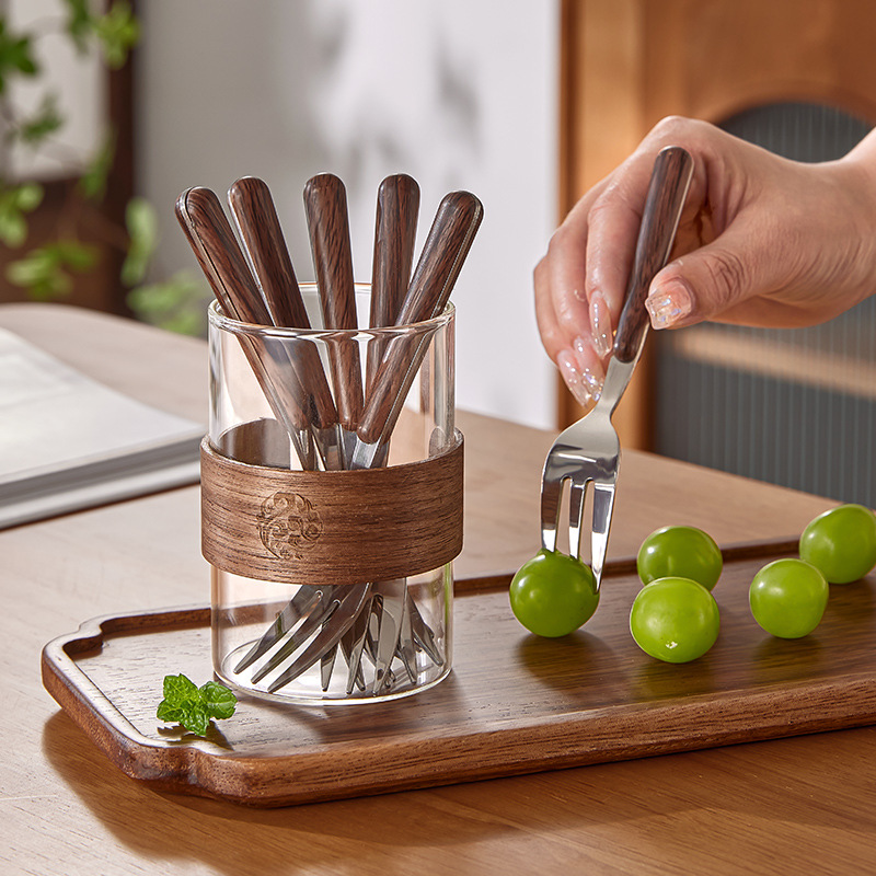 Tenedor de frutas de acero inoxidable cuchillo y tenedor de aislamiento térmico de grado alimenticio de alta calidad retro tenedor de comedor para pastel y postre set de cubiertos
