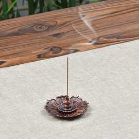 线香香插香炉家用室内熏香檀香炉合金插香盘香创意线香座莲花香插