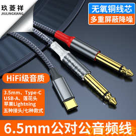 type-c转6.5mm双莲花镀金24k适用小米华为手机连功放音响箱音频线