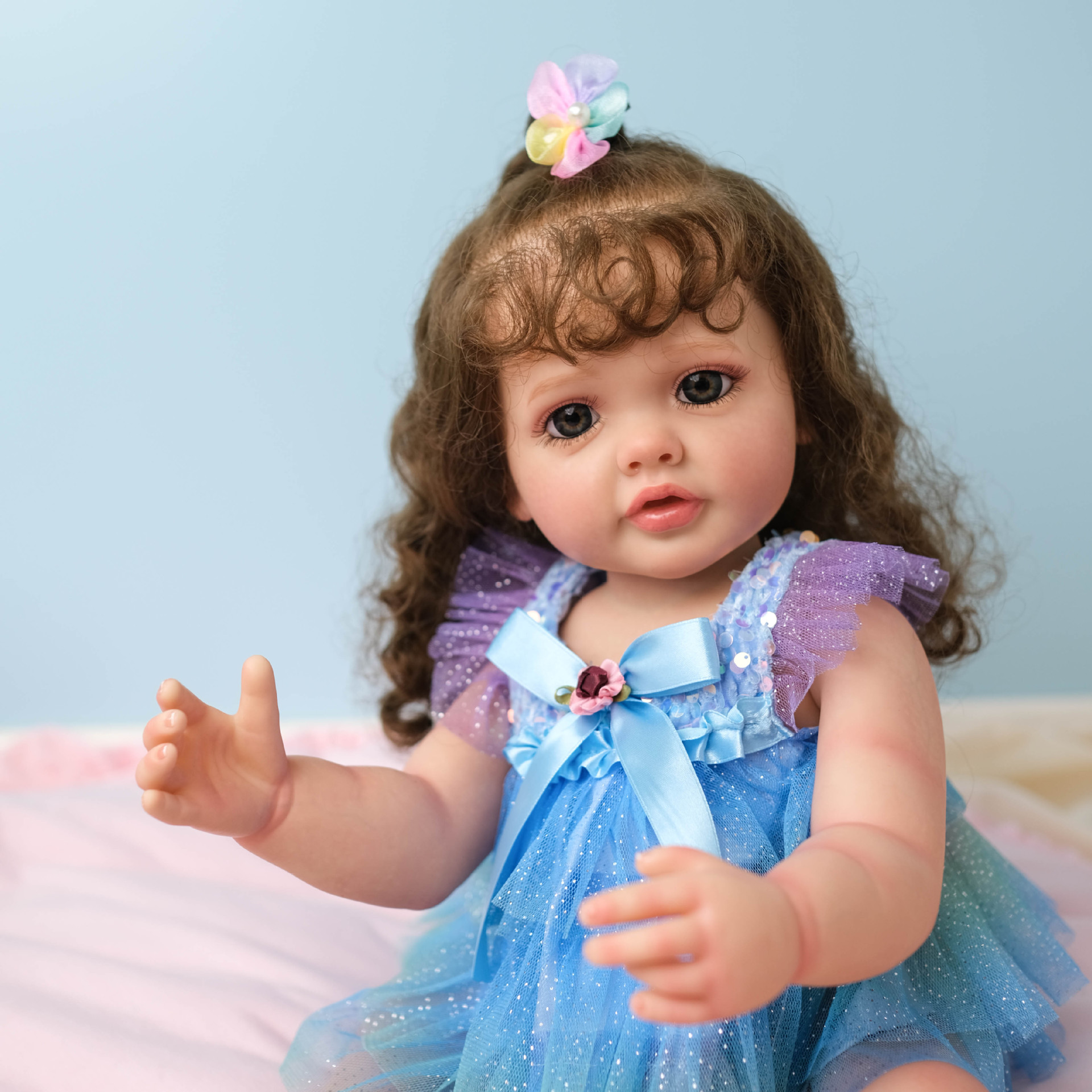55cm completo pegamento simulación bebé renacido muñeca exquisito maquillaje transfronterizo e-commerce suministro entrega de una sola pieza