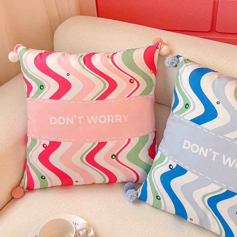 Estrella en el sueño de la almohada impresa funda de almohada sofá de la sala de estar almohada de la cabecera impresión de la almohada de la cintura abstracta con bola de pelo