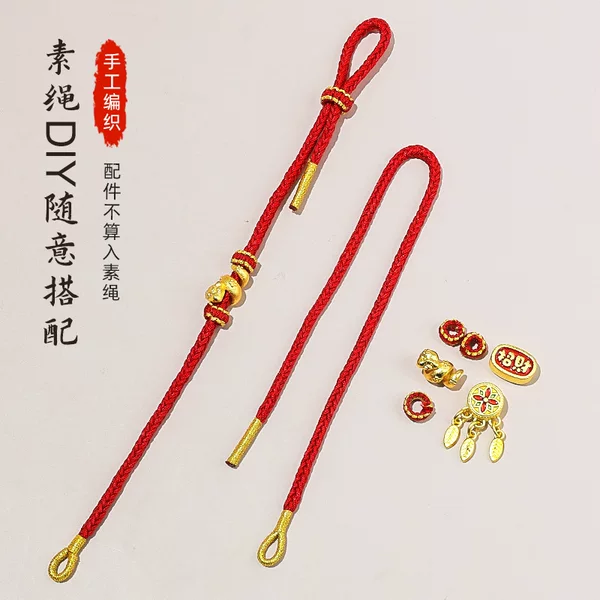 Red String Plain String DIY Braided Semi-Finished Adjustable Bracelet for Threading Beads and Gold Jewelry Accessories, Red String Bracelet for Women