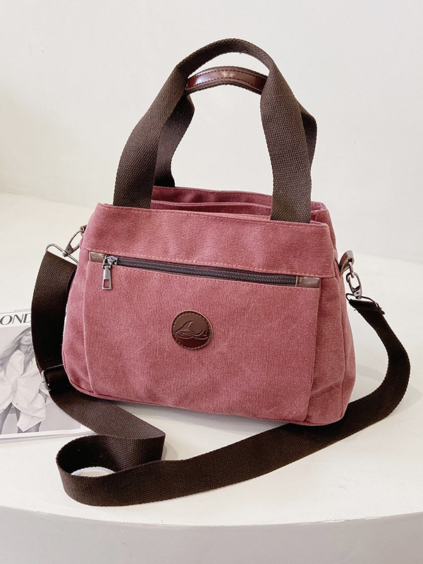 Retro Casual Women's Canvas Handbag, Women's Portable Shoulder Crossbody Bag, Large Capacity Multi-Compartment Canvas Bag