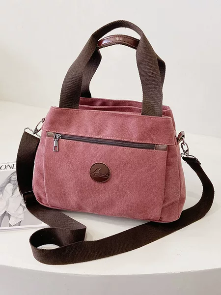Retro Casual Women's Canvas Handbag, Women's Portable Shoulder Crossbody Bag, Large Capacity Multi-Compartment Canvas Bag
