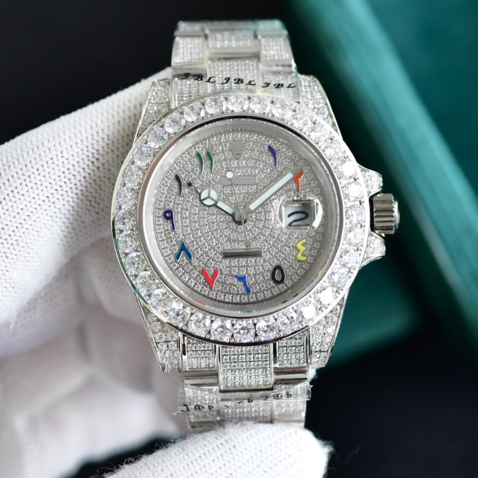 Foreign trade new week log gypsophila business atmosphere steel belt inlaid luxury characteristic watch diamond mechanical watch in stock