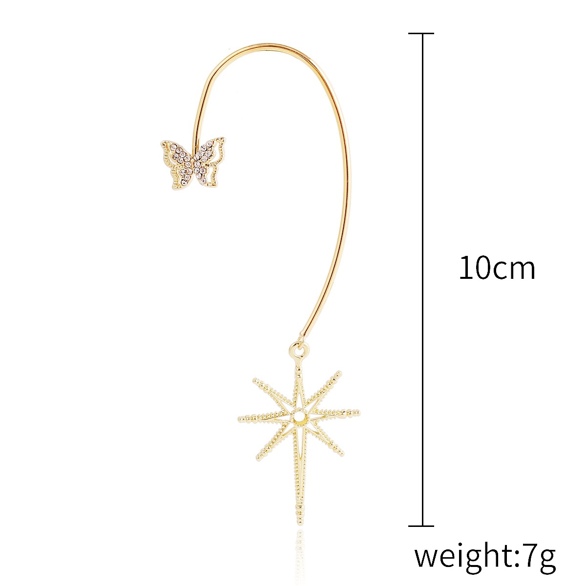 55275 Girl Xingx Butterfly Pendant Ear Hanging Non-piercing Ear Clip Sweet Cute Fashion Personality Earrings display picture 1