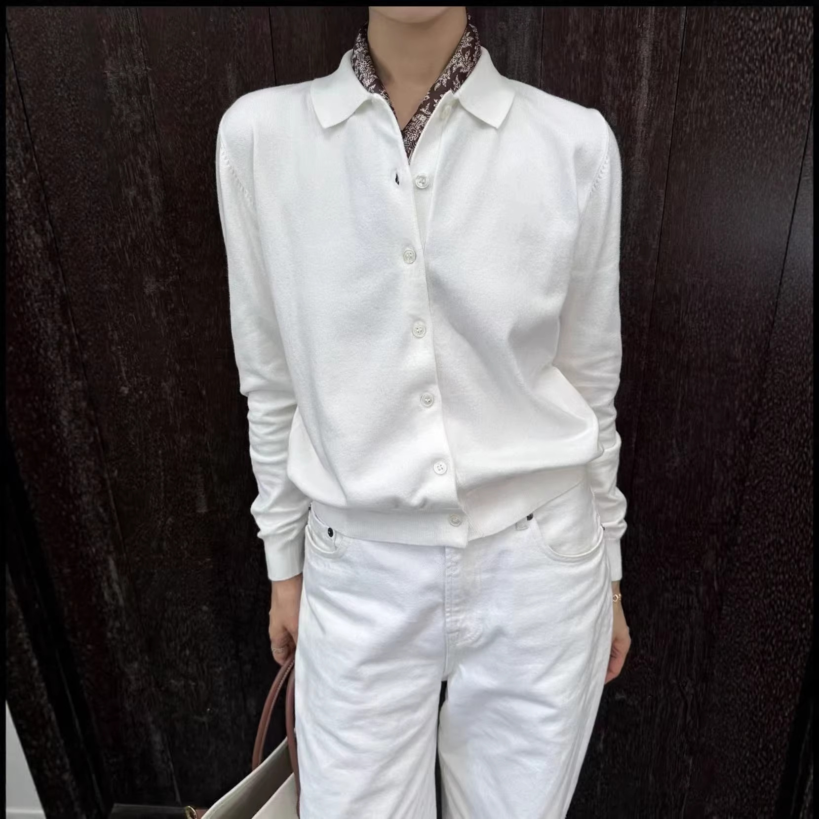 跨境可扫码 拉夫polo领针织开衫小ma标刺绣纯棉毛衣长袖外套女