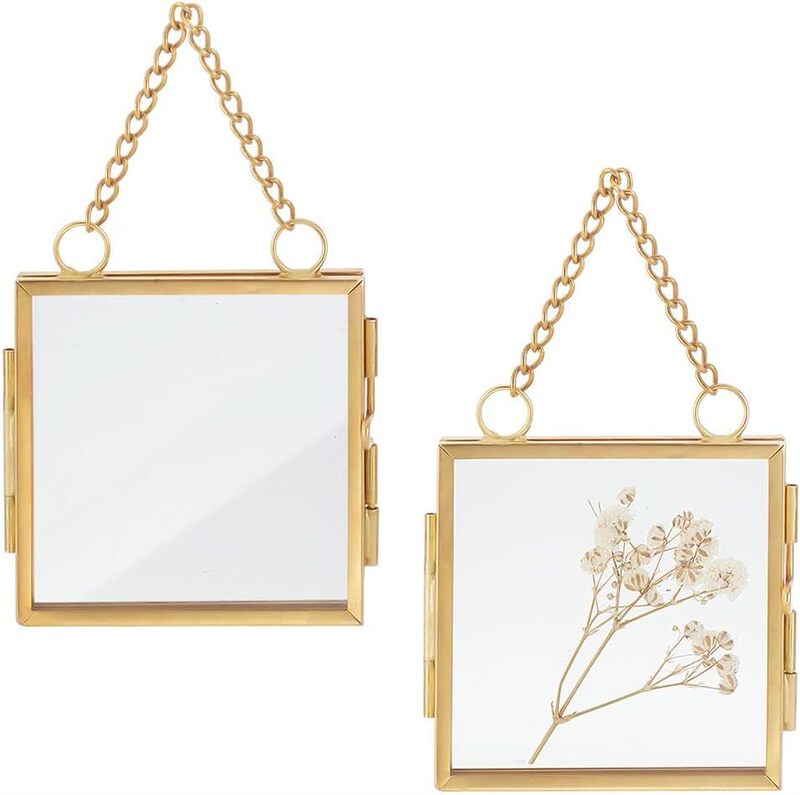 Mini Embossed DIY Small Photo Frame Plant Specimen Photo Clip Picture Clip Transparent Glass Metal Photo Frame Wall Hanging Photo Wall