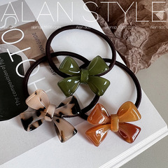 Korean three-dimensional bow hair rope retro acetic acid ins style hair rope small rubber band hair ring hair accessories for women