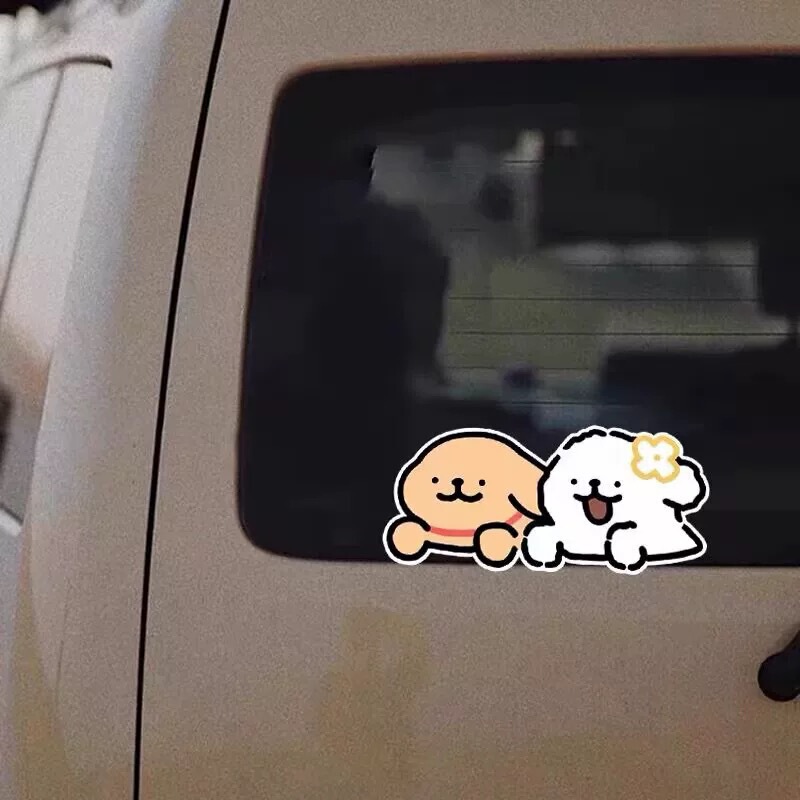 車のフロントバンパースクラッチ車のステッカーライン犬車のステッカー窓を登って見ているかわいい三角窓テール電気自動車装飾ステッカー|undefined
