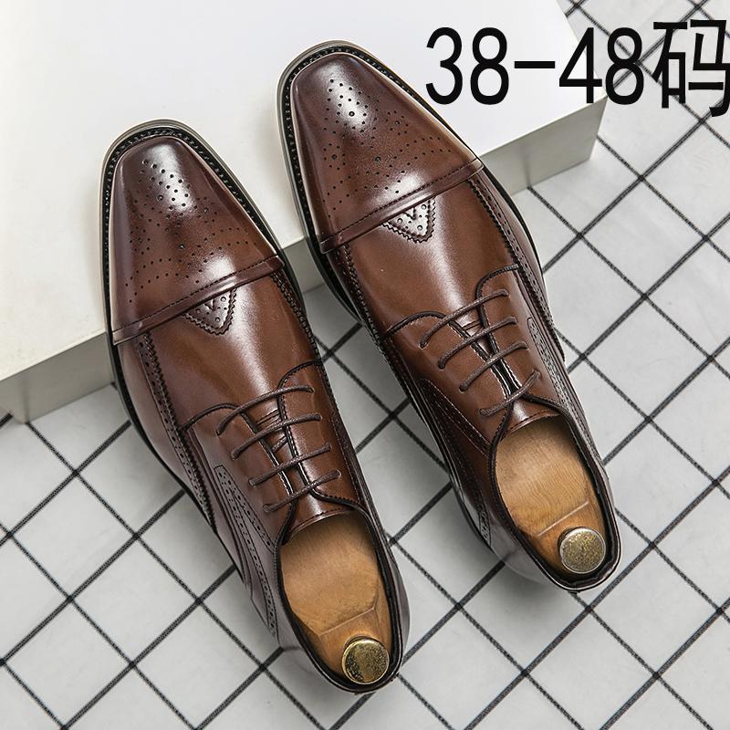 2024 comercio exterior 48 talla zapatos de cuero hombre bloque tallado estilo británico boda novio aumento de altura zapatos de boda