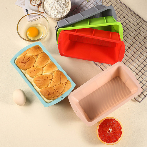 Cross-border rectangular silicone cake mold, high-temperature resistant, easy to demold, kitchen baking oven tray, silicone toast mold