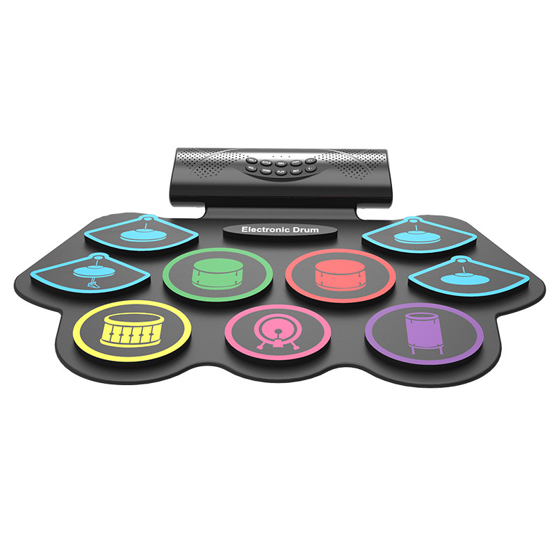 Hand-rolled Drum Set Colorful Electronic Drum Lithium Battery Rechargeable Silicone Drum Set Children's Playingtrument