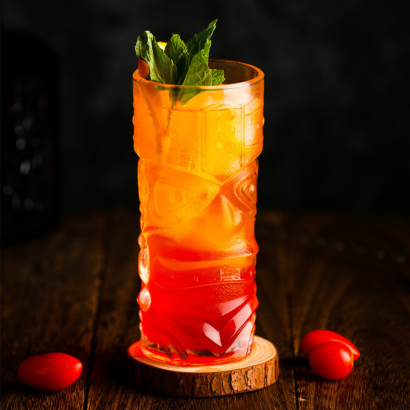 Jin Baijia creativo taza de jugo de vidrio Hawaiano Tiki cóctel taza bar Tiki tótem taza mueca taza
