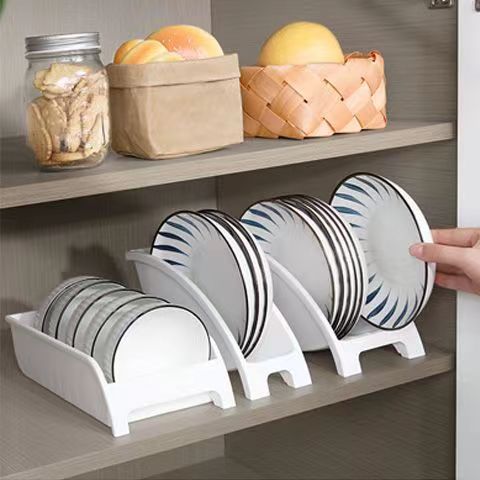 Plato de almacenamiento en rack de cocina de plástico caja de vajilla Placa de almacenamiento en rack Nuevo Gabinete plato en rack