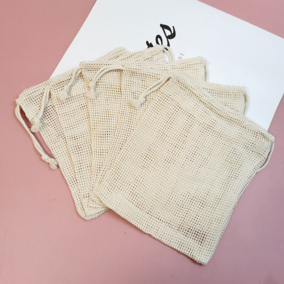 Factory Supply Reusable Double Drawstring Cotton Mesh Bag Fruit Cotton Bag Woven Shopping Bag Bundle Storage Bag