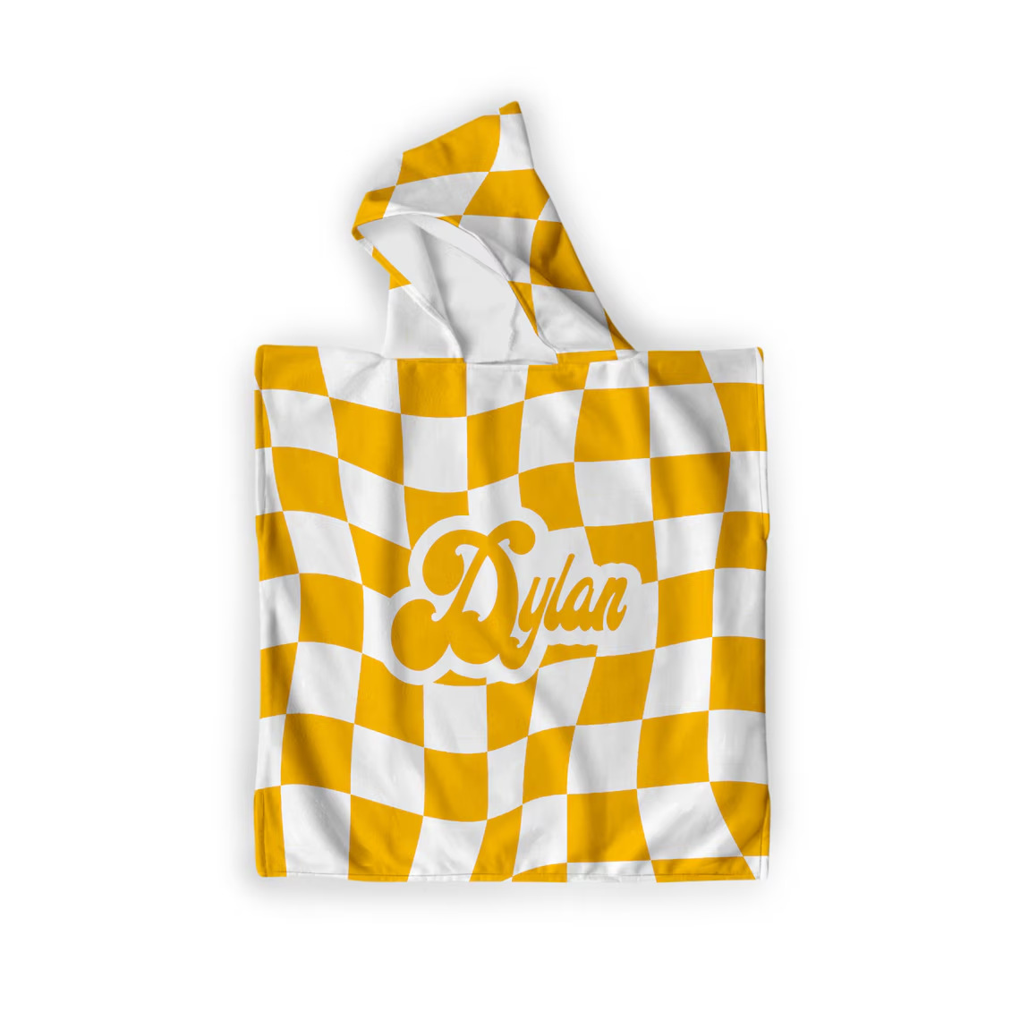 1 pieza de microfibra de alta calidad para niños con toalla de baño encapuchada con nombre impreso con patrón de poncho encapuchado