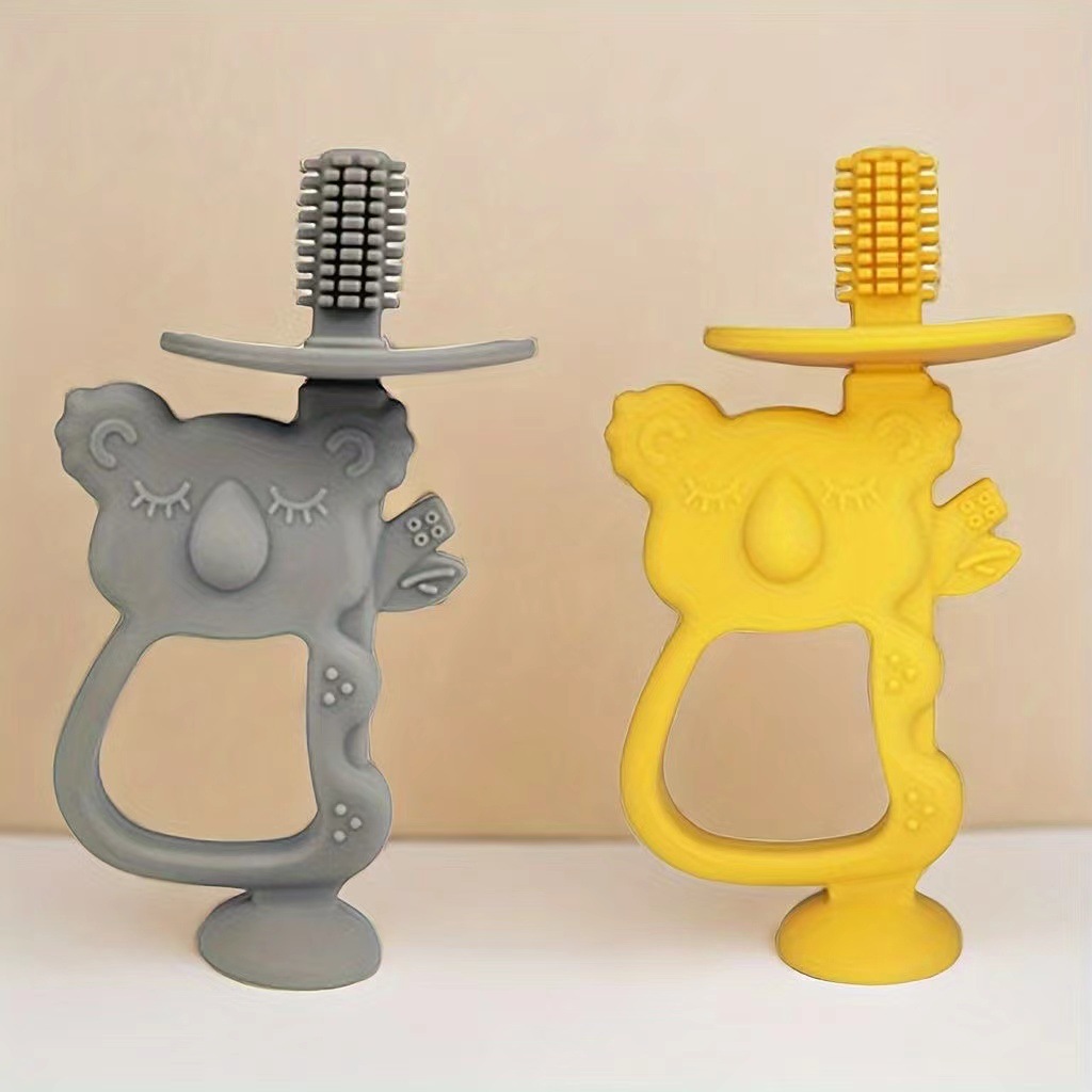 Fábrica de productos hervibles de goma de silicona para bebés koala cepillo de dientes 2 - en - 1 para calmar la mano goma de dientes