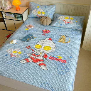 Children's Ultraman Cartoon Latex Mat Three-Piece Set Summer Boys Air-Conditioned Mat Cool Silk Soft Mat Machine Washable