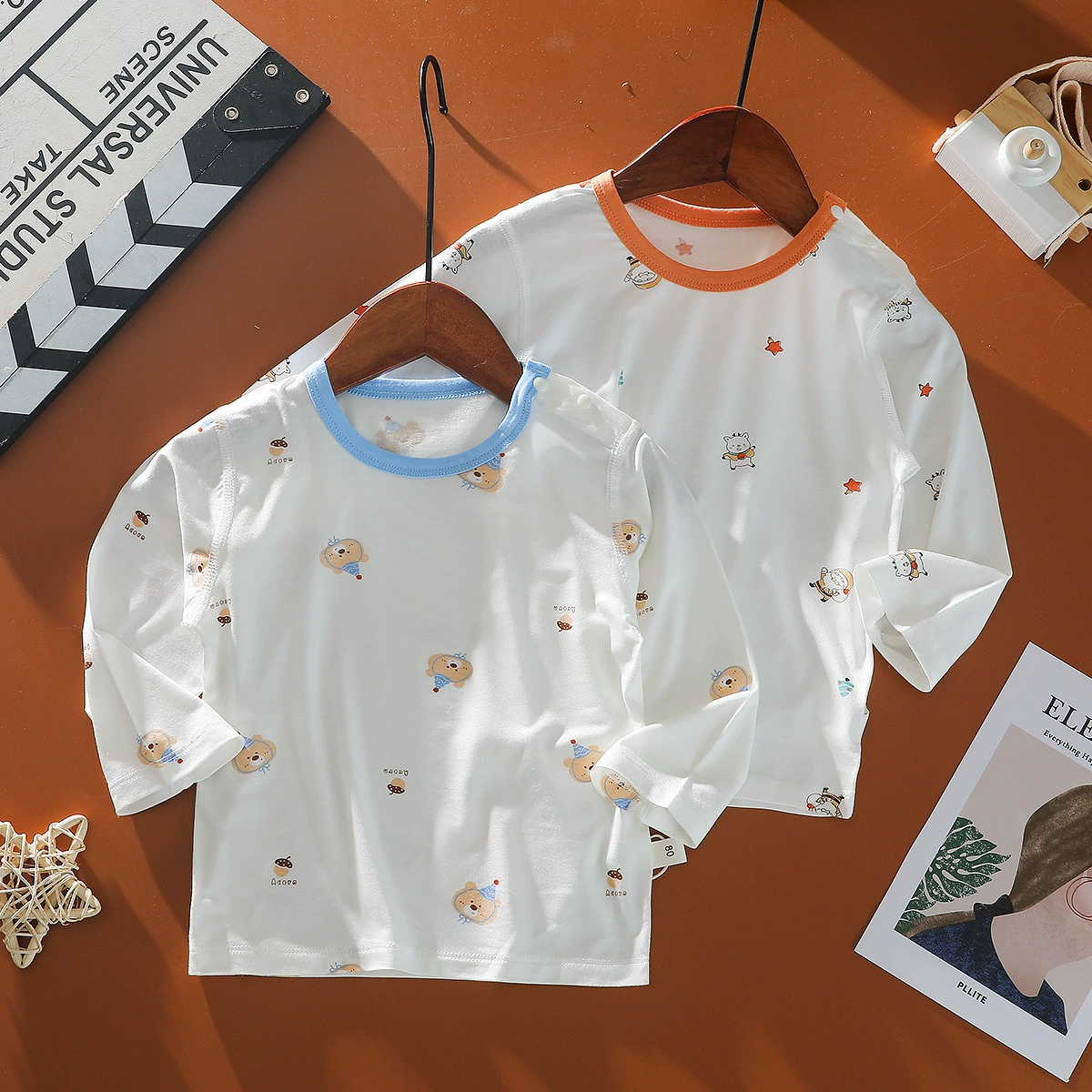 50 модаль без костей детские пижамы с длинными рукавами тонкий детский топ