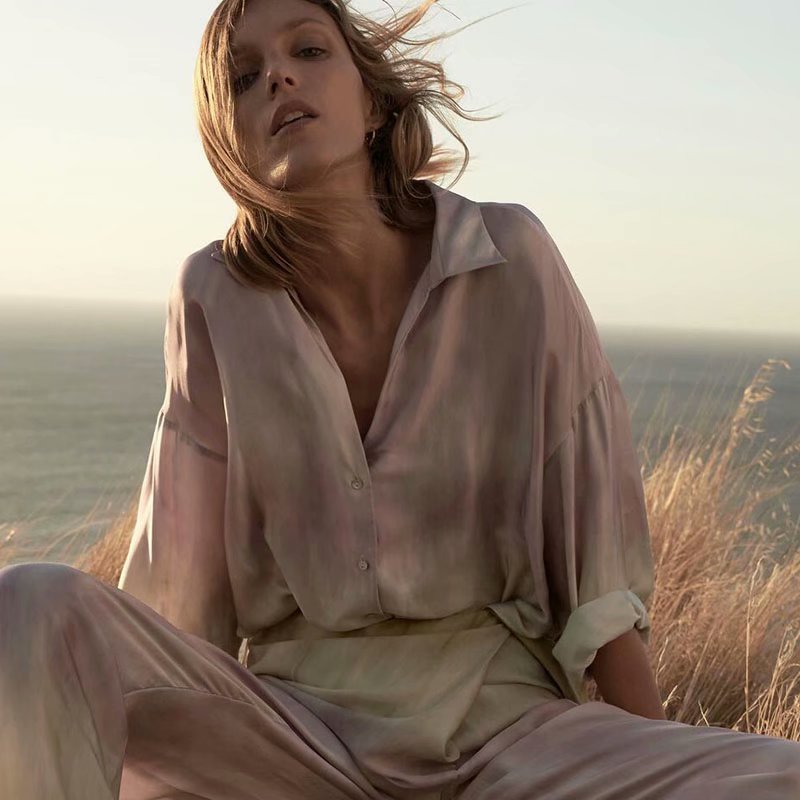 欧美za批发2021春季多色扎染女式衬衫上衣N8-41233 C4