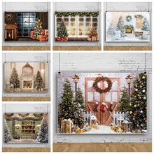 圣诞节派对室内壁炉彩灯雪人拍摄道具新款写真材质拍照摄影背景布