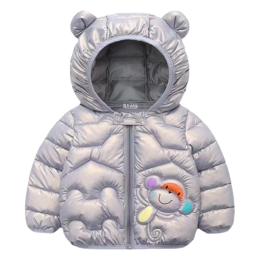 Ropa para niños de comercio exterior 2025 otoño e invierno nuevo estilo ropa de algodón de plumón para niños, niños y niñas, chaquetas con capucha de dibujos animados ligeros para niños