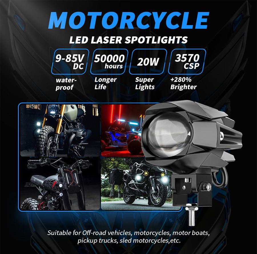 Cross-border hot sale car and motorcycle spotlight LED modified external lens waterbird monocular binocular auxiliary headlamp