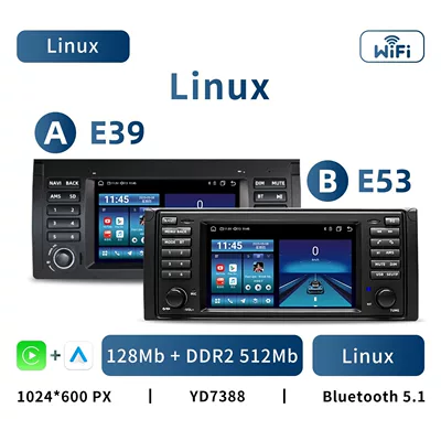 Suitable for BMW 5 Series E39 X5 E53 7inch Car-mounted central control large screen navigation reversing camera Bluetooth radio (DVD Navigation) - linux-system-7inch-model-a