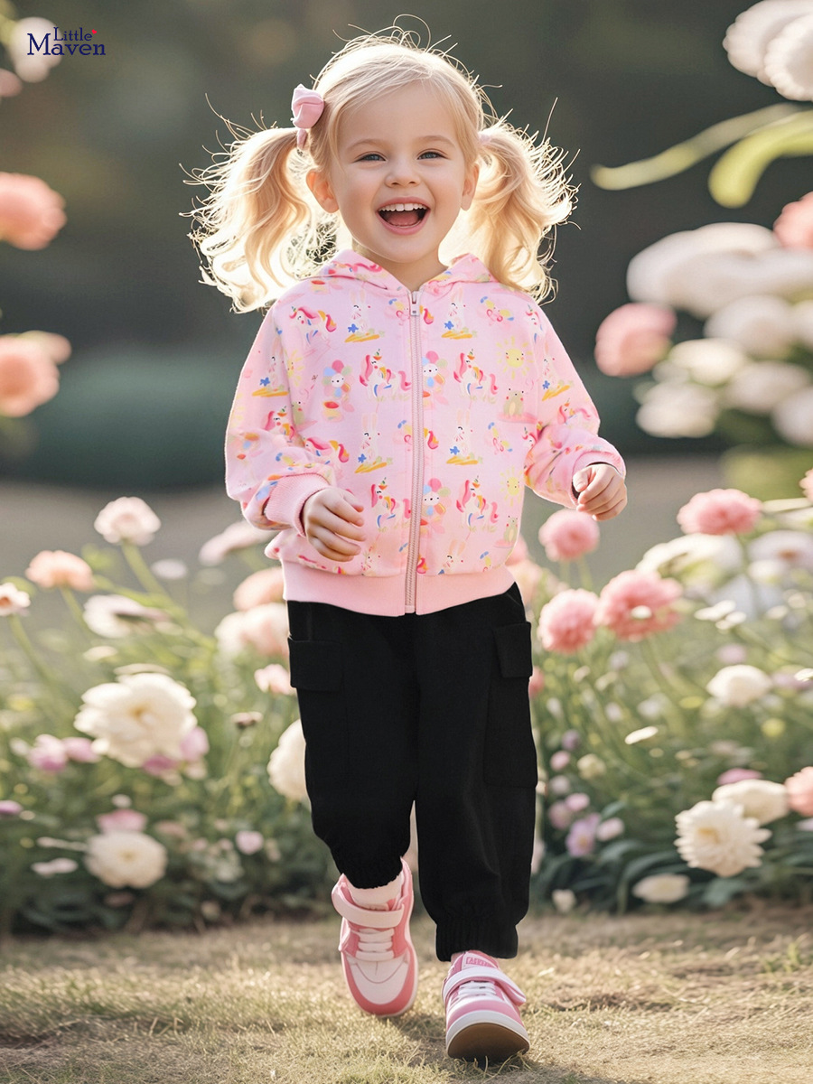 Little Maven Source Factory Ropa para niños al por mayor Suéter con capucha de otoño para niñas Chaqueta para niños de estilo europeo y americano