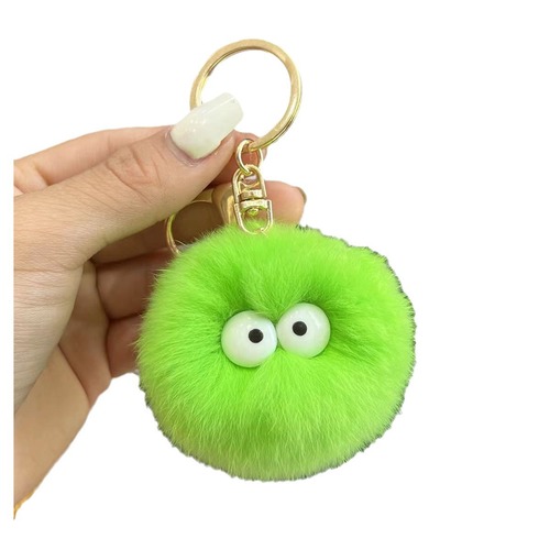 Cute otter fur faux small ball keychain accessory, Instagram famous plush small charcoal ball school bag ornament