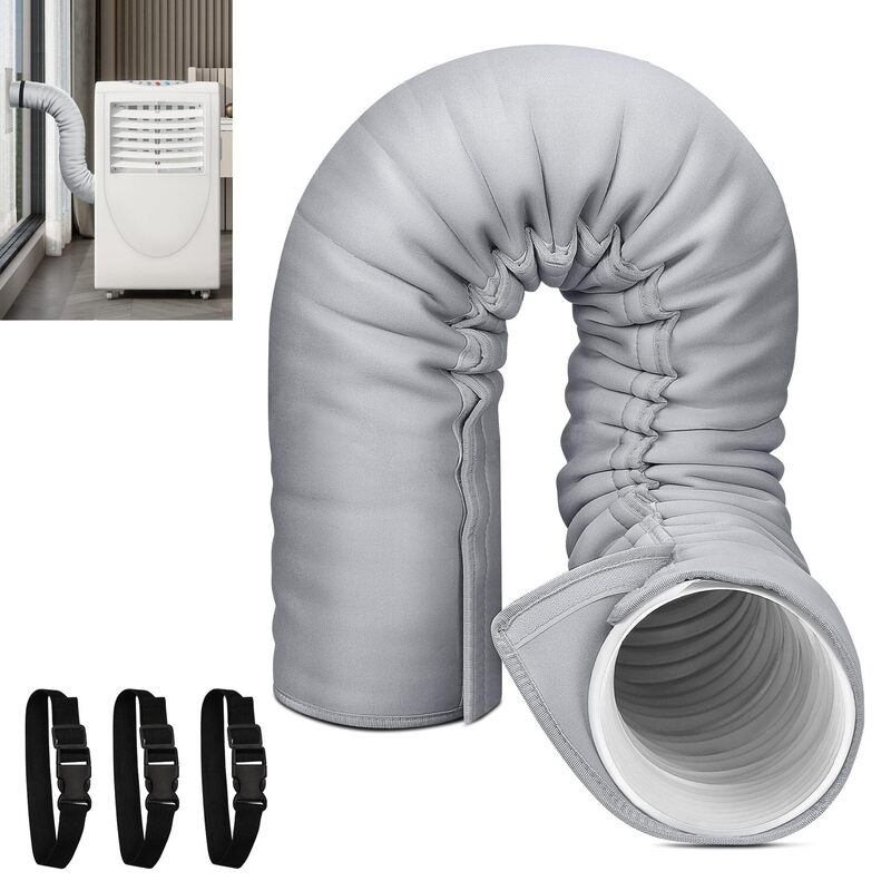 Air Conditioning Hose Protective Cover, Exhaust Pipe Windproof Velcro Hose Cover, Insulation and Heat Insulation Mobile Air Conditioning Hose Cover