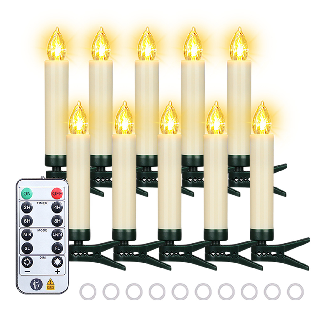 Candelabro electrónico con control remoto, cabeza de cristal, temporizador, decoración navideña y de ambiente para Halloween, llama de vela de plástico simulada.