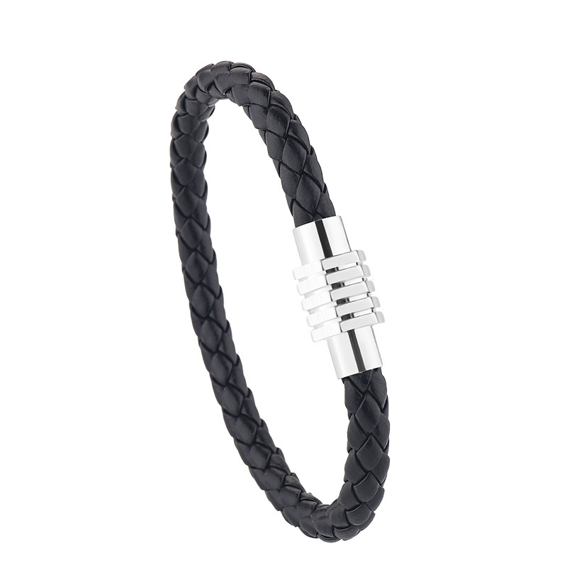 European and American foreign trade Men's bracelet magnetic buckle bracelet leather rope woven bracelet leather bracelet jewelry cross-border simple accessories
