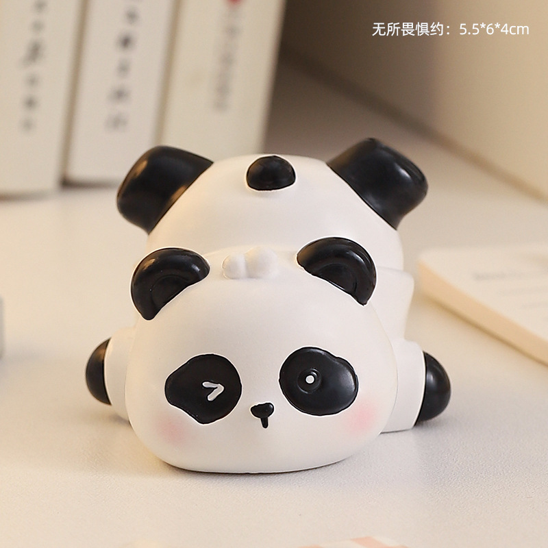 高級感小衆パンダ樹脂置物かわいいオフィスデスクトップ装飾癒しストレス解消女子プレゼント