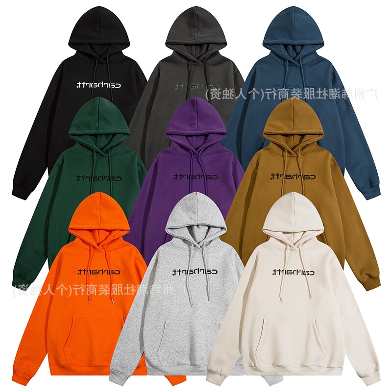 Original Label Cross-Border Carhartt Classic Letter Embroidery Men's and Women's Loose Velvet Hoodie Sweatshirt