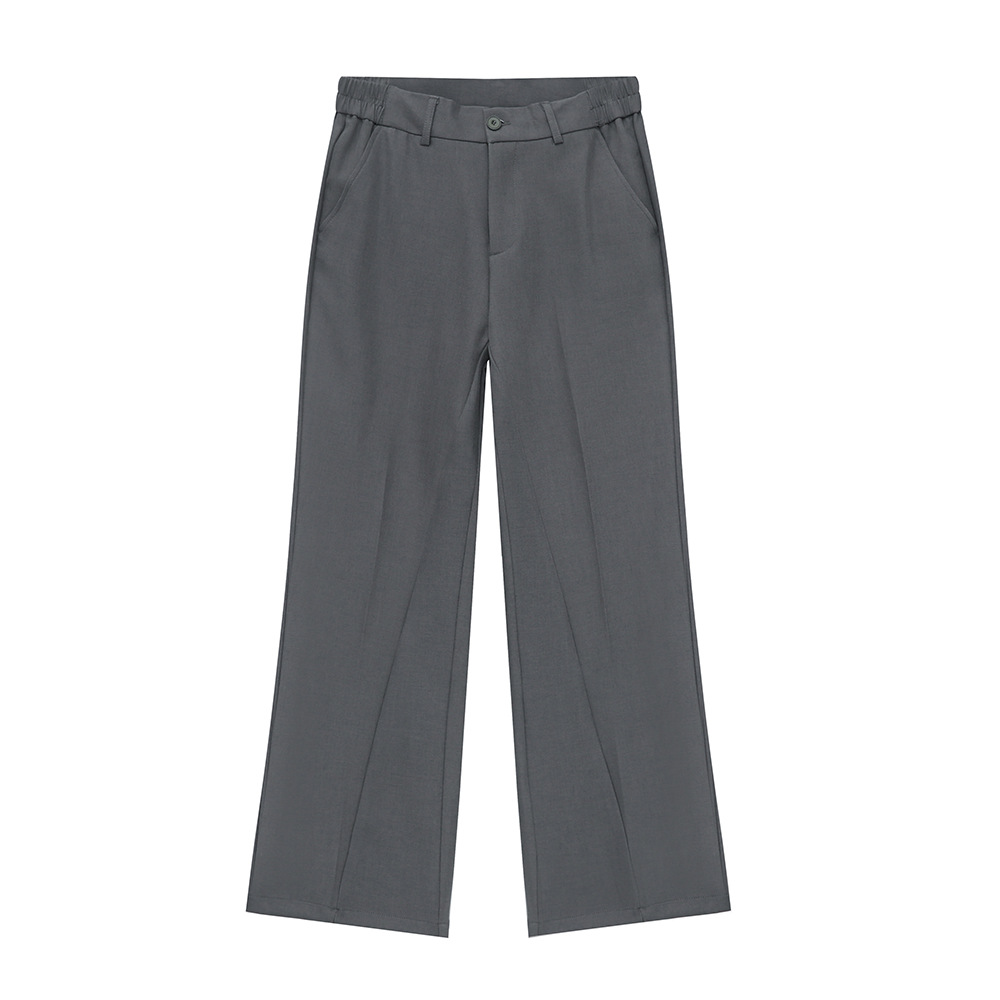 MTLCLOTHES ropa de hombre | Pantalones de traje estilo francés de alta gama, color sólido, casuales, sencillos, acampanados, estilo ligero y maduro, con caída elegante.